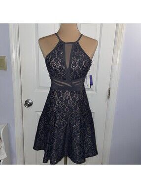 Morgan & Co Size 0 Dress Length 35” Sequin Zip Lace 2500